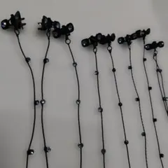 髪飾り　黒系キラキラ　ヘアクリップ小付き　まとめ髪用　　卒園　卒業　低価格表示