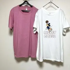 最終処分価格ミッキーマウス半袖Tシャツ ホワイト・イベント半袖Tシャツ ピンク