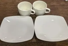 コーヒーカップ　スクエアプレート　4点セットのサムネイル