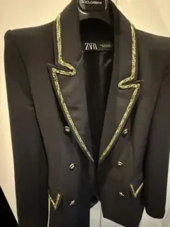ZARA ブラック ダブルブレスト ブレザー XS