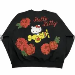 ハローキティ 薔薇 刺繍プルオーバー 4L メンズ 黒 派手柄 ギャル