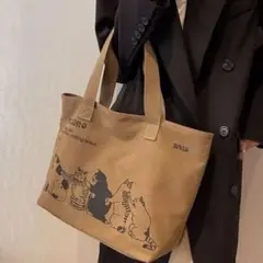 ファスナー開閉式 猫のデザイン のトートバッグ