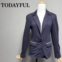 美品　TODAYFUL パイピングテーラードジャケット M ネイビー　春