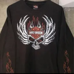 【XLサイズ　フレイム】ハーレーダビッドソン ファイヤー　スカル　ロンT