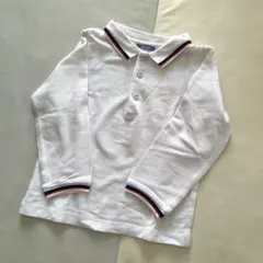 【美品　jacadi ホワイト 長袖ポロシャツ 96センチ】
