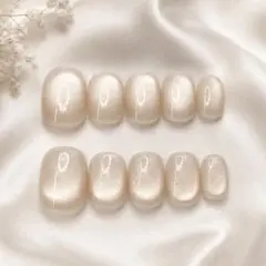 韓国風 ちゅるんマグネット シャンパンベージュ ネイルチップ 水光 うる艶♡S