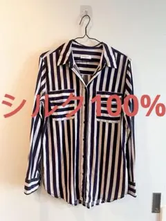 EQUIPMENT シルク100% ストライプ柄 長袖シャツ Mのサムネイル