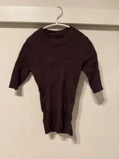グレイル　リブ編み 半袖ニット　ブラウン