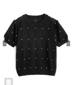 GRL パールパフスリーブニットトップス【ac2245］ブラック Fサイズ