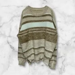 アンナニコラ　長袖ストライプニットセーター UネックM