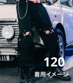 黒いストリートスタイル長ズボン120
