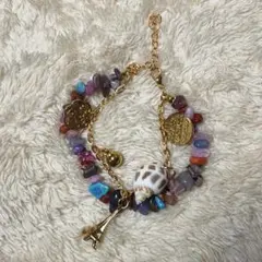 シェル・エッフェル塔 チャーム ブレスレット ゴールド