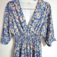 armoire caprice 花柄マキシワンピース 青 フレアのサムネイル