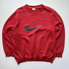 NIKEナイキ　ビッグロゴスウェット　L(M相当)90s刺繍デカロゴ古着 レア