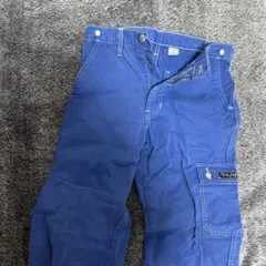 青色 カーゴパンツ ポケット付き