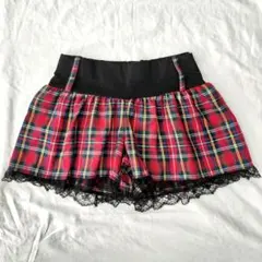 TRALALA　ショートパンツ　チェック　レース　トゥララ　Ｙ２Ｋ　ゴスロリ