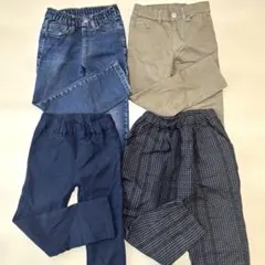 120cm 男の子 ロングパンツ 4枚 まとめ売り デニム チノパン チェック柄
