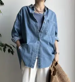 doudou ドゥドゥ　ダメージデニムシャツ