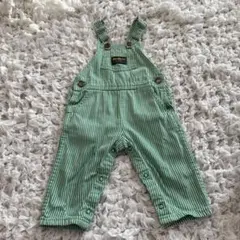 OSHKOSH USA製　緑　グリーン　ストライプ　オーバーオール　12M