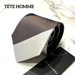 新品未使用✨ テットオム ネクタイ レジメンタル ストライプ 光沢 ジャガードのサムネイル
