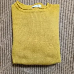 マスタードイエロー クルーネック 長袖ニット　セーター　12月15日までの出品