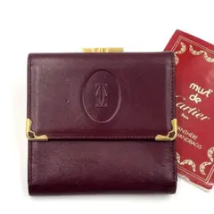 Cartier カルティエ マストライン 二つ折り財布 がま口 レザー ボルドー