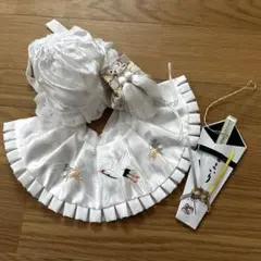 お宮参り用　スタイ、帽子、小物セット　ホワイト