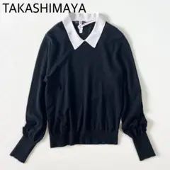 希少　デザイン　TAKASHIMAYA 洗える　カシミア　ニット　バイカラー