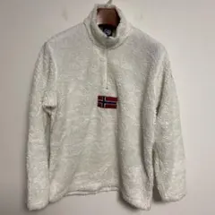 NAPAPIJRI ナパピリ ホワイトフリースジャケット ノルウェー国旗刺繍 S