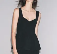 ZARA ブラックペプラムノースリーブトップス