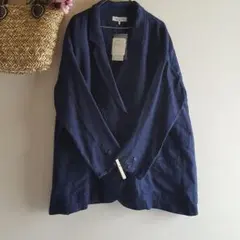 新品　SM2☆ネイビー／リネンヘリンボンWボタンテーラージャケット