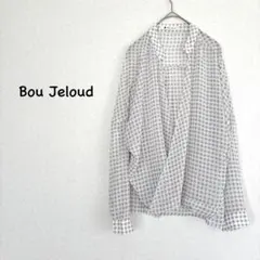ブージュルード 美品シアーチェックシャツ カシュクール風ブラウス ロールアップMのサムネイル