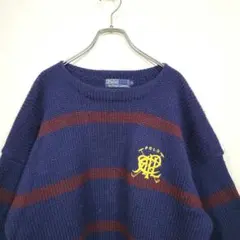 希少 90's 香港製 POLO RALPH LAUREN ロゴ刺繍 セーター