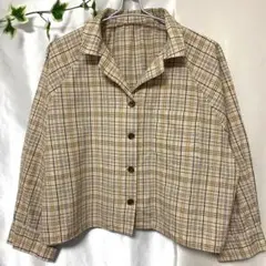 【イング】 M/ベージュ　シャツ/ブラウス　長袖　チェック柄　カジュアル