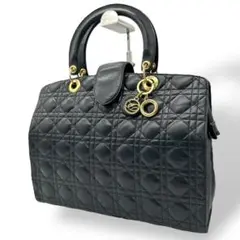 良品 1625 本革 ハンドバッグ キルティング ゴールド金具 ブラック