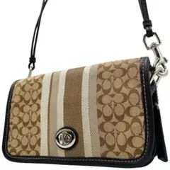 良品 COACH コーチ ハンドバッグ レザー シグネチャー　ターンロック　茶 オールドコーチ COACH 2 way ショルダーバッグ ターンロック