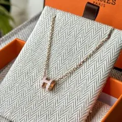 最終値下げ】HERMES ミニポップ ネックレス シルバー ローズドラジェ 
