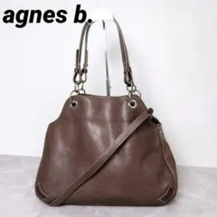 y2k 美品 agnes b. 高級ライン アーカイブ レザー ショルダーバッグ 