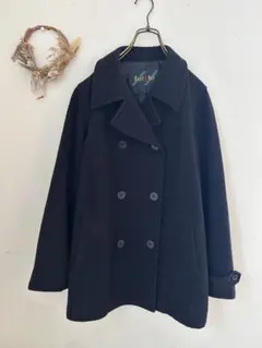 【イーストボーイEASTBOY】ウールダブルブレスト　ピーコート　9号　ネイビー