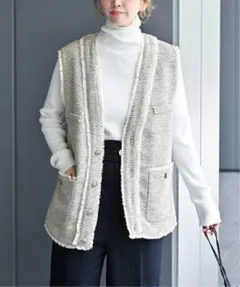 ☆【新品未使用】SIMPLICITE 前開きツイードベスト フリーサイズ☆