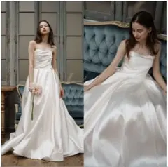 【値下げ中】ドレスプロダクション　ミカド風サテンベアトップドレス