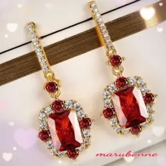 新品 ピアス オレンジレッドトパーズ エレガント 大人女子 キラキラ 両耳用