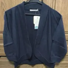 ユニクロ　エクストラファインメリノウール ボレロ 七分袖 ネイビー　L