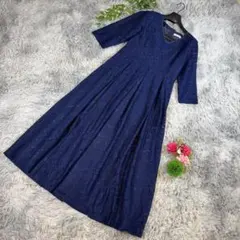 ✨LACE LADIES✨サイズXL ネイビー レース Aライン ロングドレス