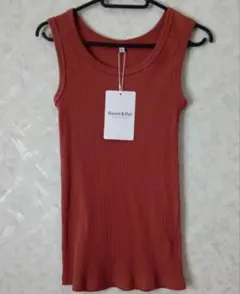 【レディースm綿混タンクトップ】リブ編みタンクトップ M