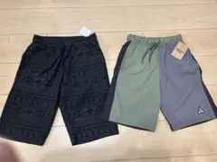 キッズ　150 ハーフパンツ　ブラック　カーキ　新品　美品　セット　エンボス