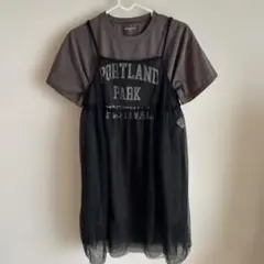 GLOBAL WORK 半袖Tシャツ キャミ付き ワンピース 140