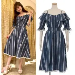 LIZ LISA ストライプワンピース ネイビー