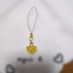スワロフスキービーズ　ハート型チャーム 黄色　イエロー　☆ハンドメイド☆