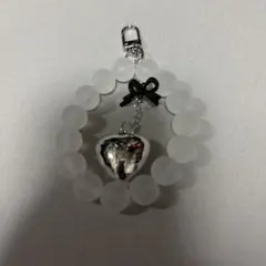 ハート型チャーム付きキーホルダー